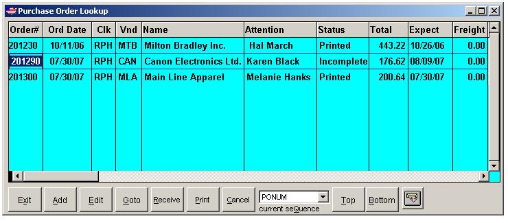 Purchase order lookup